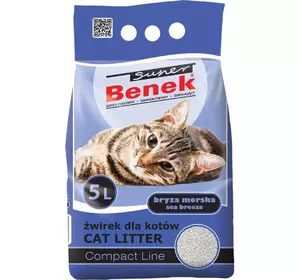 Наповнювач бентонітовий Супер Бенек Super Benek Compact Sea Breeze для котячих туалетів морський бриз (дрібний), 5 л Наповнювач бентонітовий Супер Бенек Super Benek Compact Sea Breeze для котячих туалетів морський бриз (дрібний), 5 л