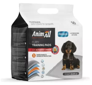 Пелюшки AnimAll Puppy Training Pads для собак і цуценят з активованим вугіллям 60 х 90 см, 50 шт Пелюшки AnimAll Puppy Training Pads для собак і цуценят з активованим вугіллям 60 х 90 см, 50 шт