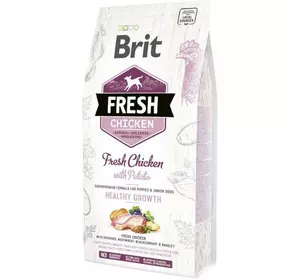 Сухий корм для цуценят і юніорів Бріт Brit Fresh Healthy Growth з куркою та картоплею, 2.5 кг