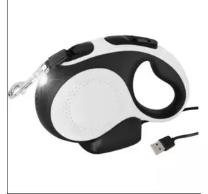 Повідець-рулетка AnimALL MS7016-5M LED до 25 кг/5 метра L білий-чорний Повідець-рулетка AnimALL MS7016-5M LED до 25 кг/5 метра L білий-чорний