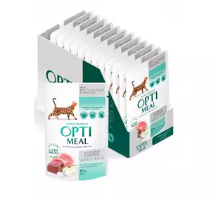 Вологий корм для кішок Оптіміл Optimeal з качкою та печінкою в яблучному желе з ефектом виведення шерсті (блок 12 шт x 85 г) Вологий корм для кішок Оптіміл Optimeal з качкою та печінкою в яблучному желе з ефектом виведення шерсті (блок 12 шт x 85 г)