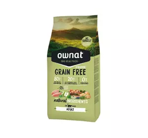 Сухий корм для дорослих котів Овнат Ownat Grain Free з куркою та індичкою, 1 кг Сухий корм для дорослих котів Овнат Ownat Grain Free з куркою та індичкою, 1 кг