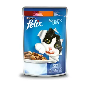 Felix Fantastic Duo Консерви для кішок Шматочки в желе з індичкою та печінкою 85 г Purina