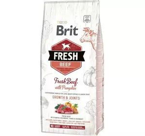 Сухий корм для цуценят і юніорів великих порід собак Бріт Brit Fresh Growth & Joints з яловичиною та гарбузом, 2.5 кг Сухий корм для цуценят і юніорів великих порід собак Бріт Brit Fresh Growth & Joints з яловичиною та гарбузом, 2.5 кг