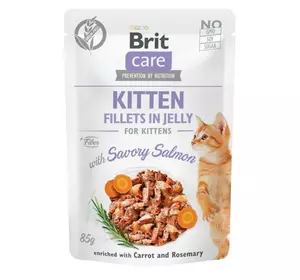 Вологий корм для котів Бріт Brit Care Cat pouch для кошенят 85 г (пікантний лосось у желе)