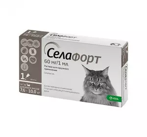 Селафорт (Selafort) краплі від бліх кліщів і гельмінтів для кішок вагою 7,6 - 10 кг (1 піпетка) KRKA Термін до 10.2027 Селафорт (Selafort) краплі від бліх кліщів і гельмінтів для кішок вагою 7,6 - 10 кг (1 піпетка) KRKA Термін до 10.2027
