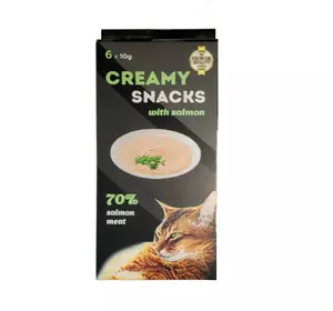 Ласощі Creamy Snacks (Кремі Снекс) для кішок, крем зі смаком лосося (в стиках), 6 х 10 г