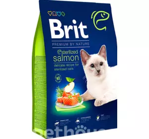 Сухий корм Бріт Brit Premium by Nature Cat Sterilized Salmon з лососем для стерилізованих котів, 1.5 кг