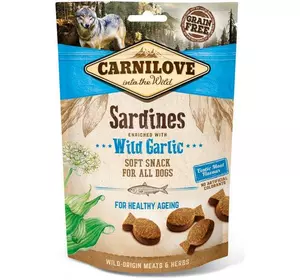 Ласощі Carnilove Карнілав Semi-Moist Sardines enriched with Wild garlic для собак з сардиною та часником 200 г Ласощі Carnilove Карнілав Semi-Moist Sardines enriched with Wild garlic для собак з сардиною та часником 200 г