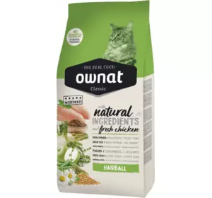 Ownat (Овнат) Hairball - Сухий корм з куркою для котів, що сприяє виведенню шерсті 4 кг Ownat (Овнат) Hairball - Сухий корм з куркою для котів, що сприяє виведенню шерсті 4 кг
