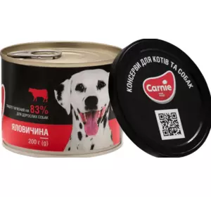 Консерви для собак Карні Carnie паштет м'ясний для дорослих собак з яловичиною 200 г Консерви для собак Карні Carnie паштет м'ясний для дорослих собак з яловичиною 200 г