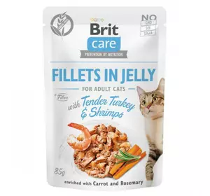 Вологий корм для котів Бріт Brit Care Cat pouch 85 г (індичка з креветками в желе)