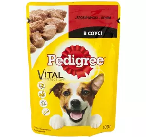 Pedigree Vital Protection (пауч) Консерви для собак з яловичиною та ягням в соусі / 100 гр