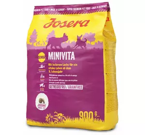 Сухий корм Josera MiniSenior (Minivita) з лососем для малоактивних собак мініатюрних порід з 8-го року життя, 900 г Сухий корм Josera MiniSenior (Minivita) з лососем для малоактивних собак мініатюрних порід з 8-го року життя, 900 г