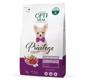 Низькозерновий сухий корм Оптіміл Optimeal для цуценят мініатюрних та малих порід з високим вмістом ягнятини, 4 кг Низькозерновий сухий корм Оптіміл Optimeal для цуценят мініатюрних та малих порід з високим вмістом ягнятини, 4 кг