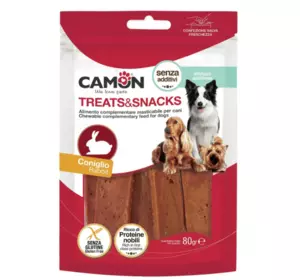 "Camon Treats & Snacks" - в'ялена закуска "Пластини з кролика" для дорослих собак, 80г 14шт/уп "Camon Treats & Snacks" - в'ялена закуска "Пластини з кролика" для дорослих собак, 80г 14шт/уп