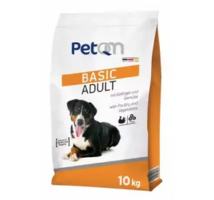 Сухий корм для дорослих собак PetQM Basic Adult з птахом та овочами 10 кг Сухий корм для дорослих собак PetQM Basic Adult з птахом та овочами 10 кг