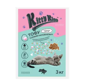 Наповнювач Кіті Кіс Kitty Kiss Тофу соєвий для котів з ароматом бабл гам, 3 кг Наповнювач Кіті Кіс Kitty Kiss Тофу соєвий для котів з ароматом бабл гам, 3 кг