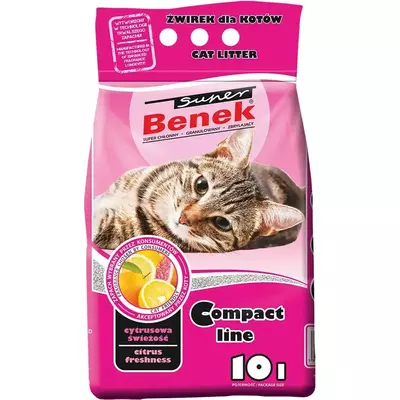 Наповнювач бентонітовий Супер Бенек Super Benek Compact Citrus для котячих туалетів цитрус (дрібний), 10 л