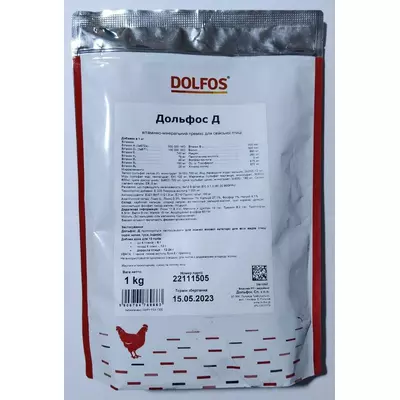 Премікс вітамінно-мінеральний Дольфос Д (DOLFOS) для птиці 1 кг, Польща